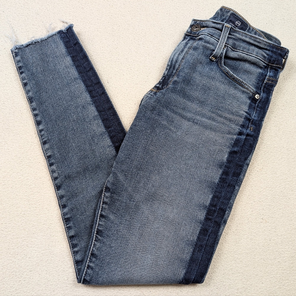 AG Adriano Goldschmied Farrah Skinny Ankle High Rise Medium Wash 26R Raw Hem